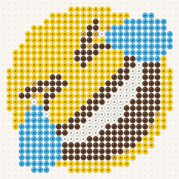 Modèle de perles à repasser smiley mort de rire sur une plaque de 29 × 29