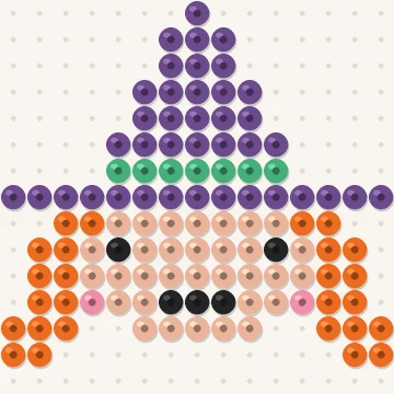 Petit modèle de perles à repasser sorcière kawaii, 15 × 15 perles