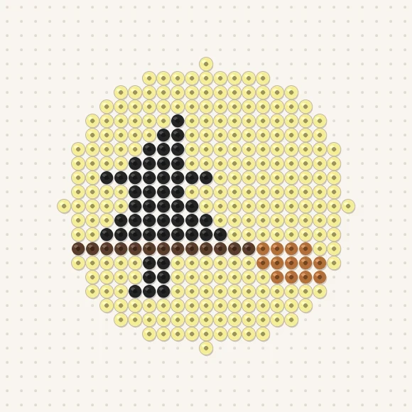 Modèle de perles à repasser sorcière sur son balai sur une plaque de 29 × 29
