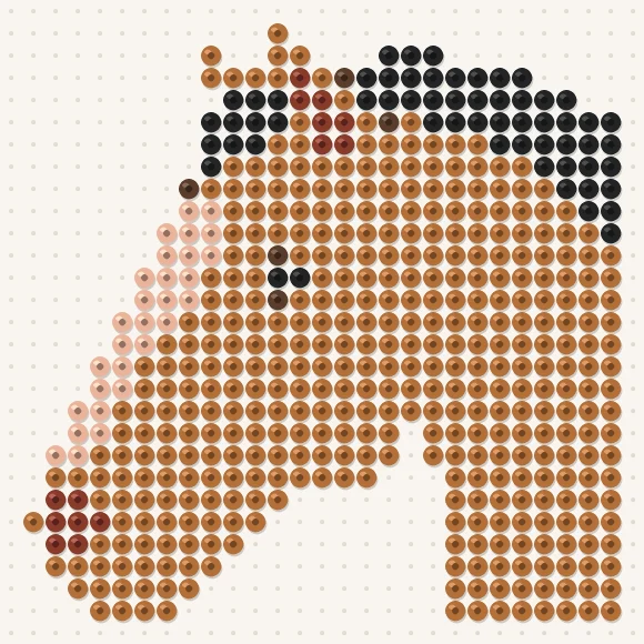 Modèle de perles à repasser tête de cheval sur une plaque de 29 × 29